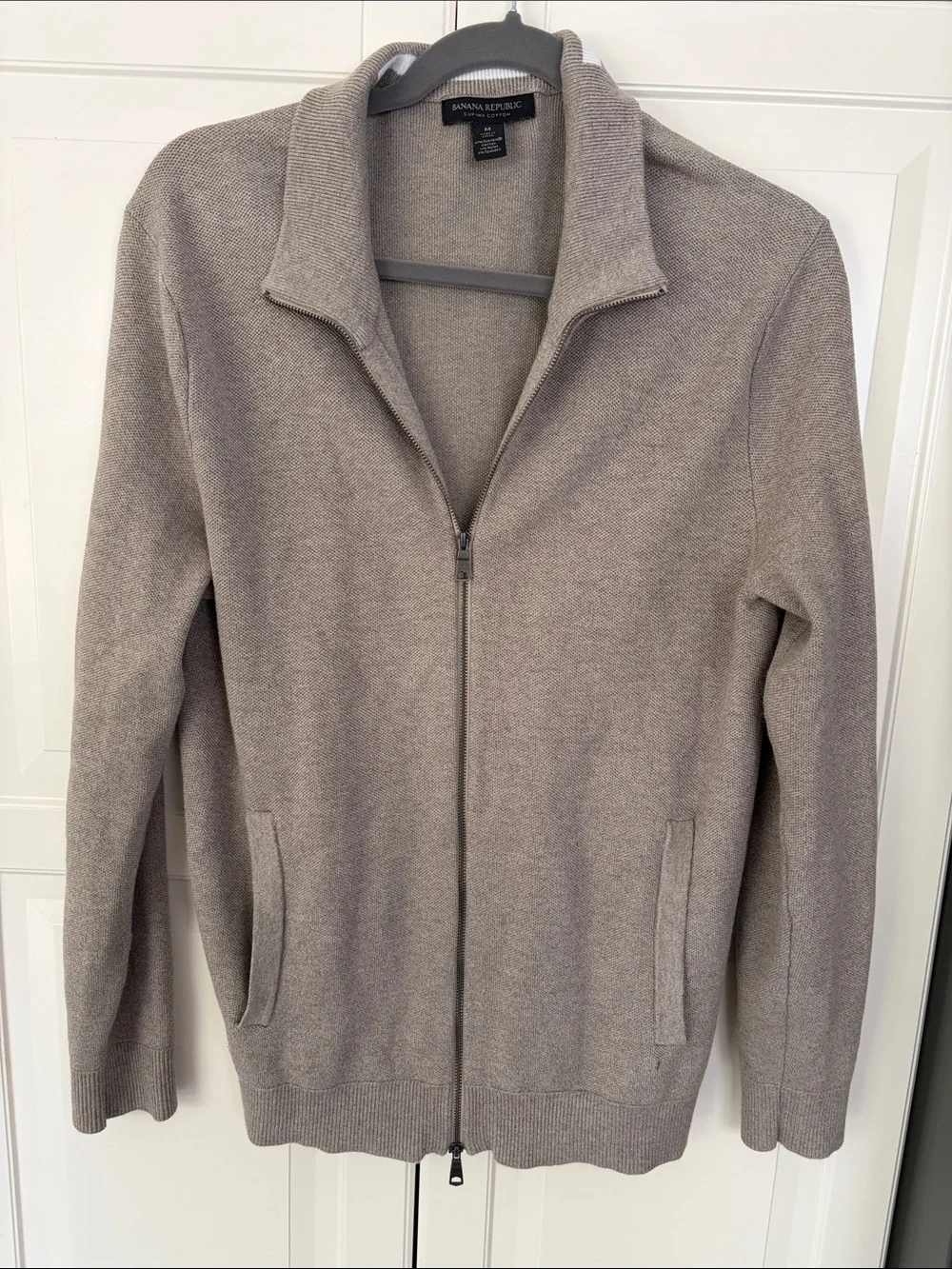 Banana Republic Men's Zip-Front Sweater in Taupe